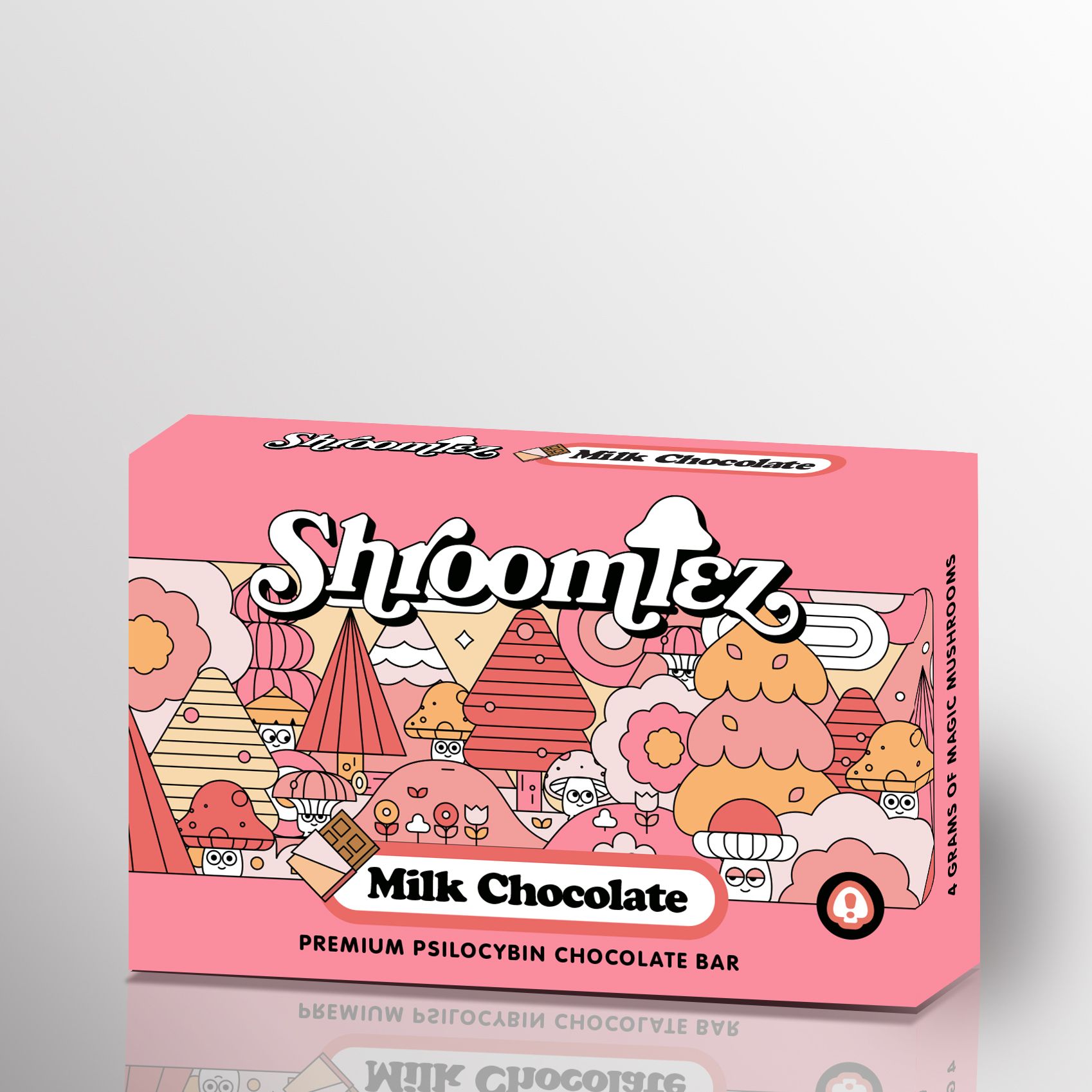 front of shroomiez milk chocolate psilocybin bar